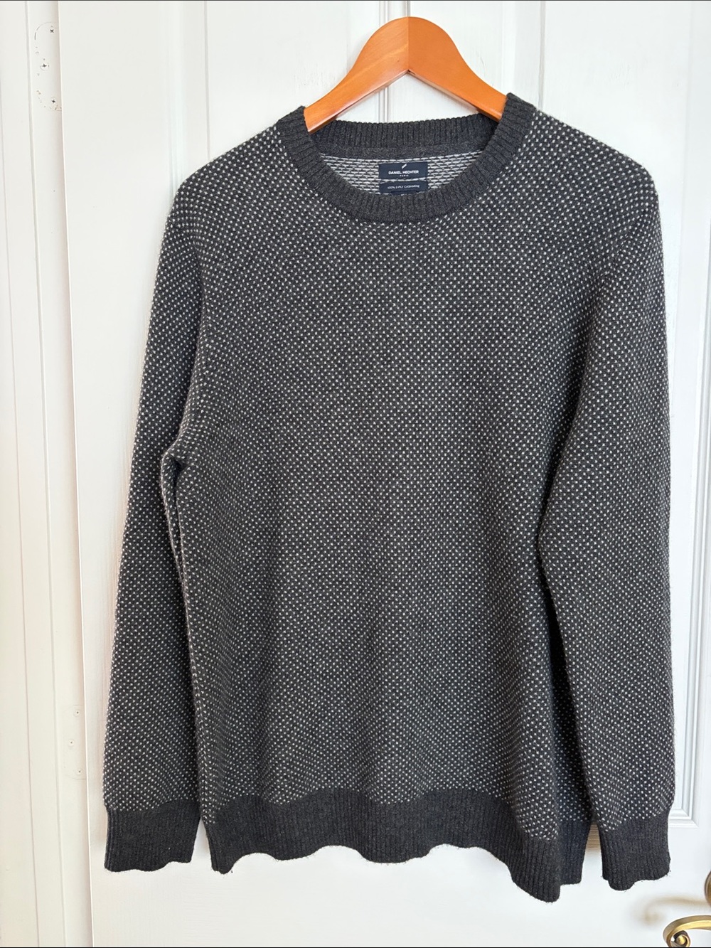 Daniel Hechter Men's Cashmere Dark Gray Textured Crewneck Sweater